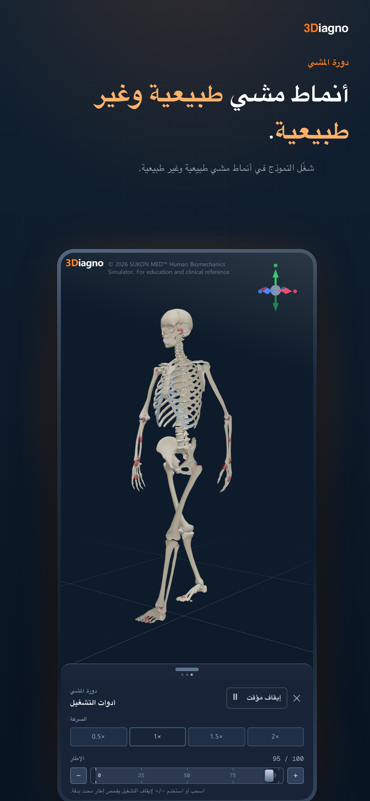 3Diagno in its light theme, showing nerve pathways in a seated posture 4